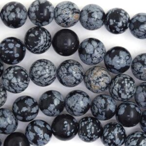 Natural Black Snowflake Obsidian Round Beads 15" Strand 4mm 6mm 8mm 10mm Natural Black Snowflake Obsidian Round Beads 15" Strand 4mm 6mm 8mm 10mm