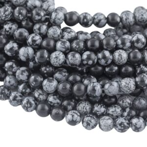 Natural  Snowflake Obsidian Grade AAA  Round. 4mm, 6mm, 8mm, 10mm, 12mm-Full Strand 15.5 inch Strand-   Smooth Gemstone Beads