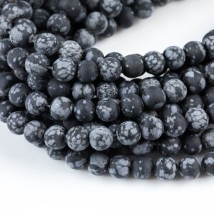 Natural Matte Snowflake Obsidian Grade Aaa Round-4mm, 6mm, 8mm, 10mm, 12mm- Full 15.5 Inch Strand Aaa Quality Gemstone Beads