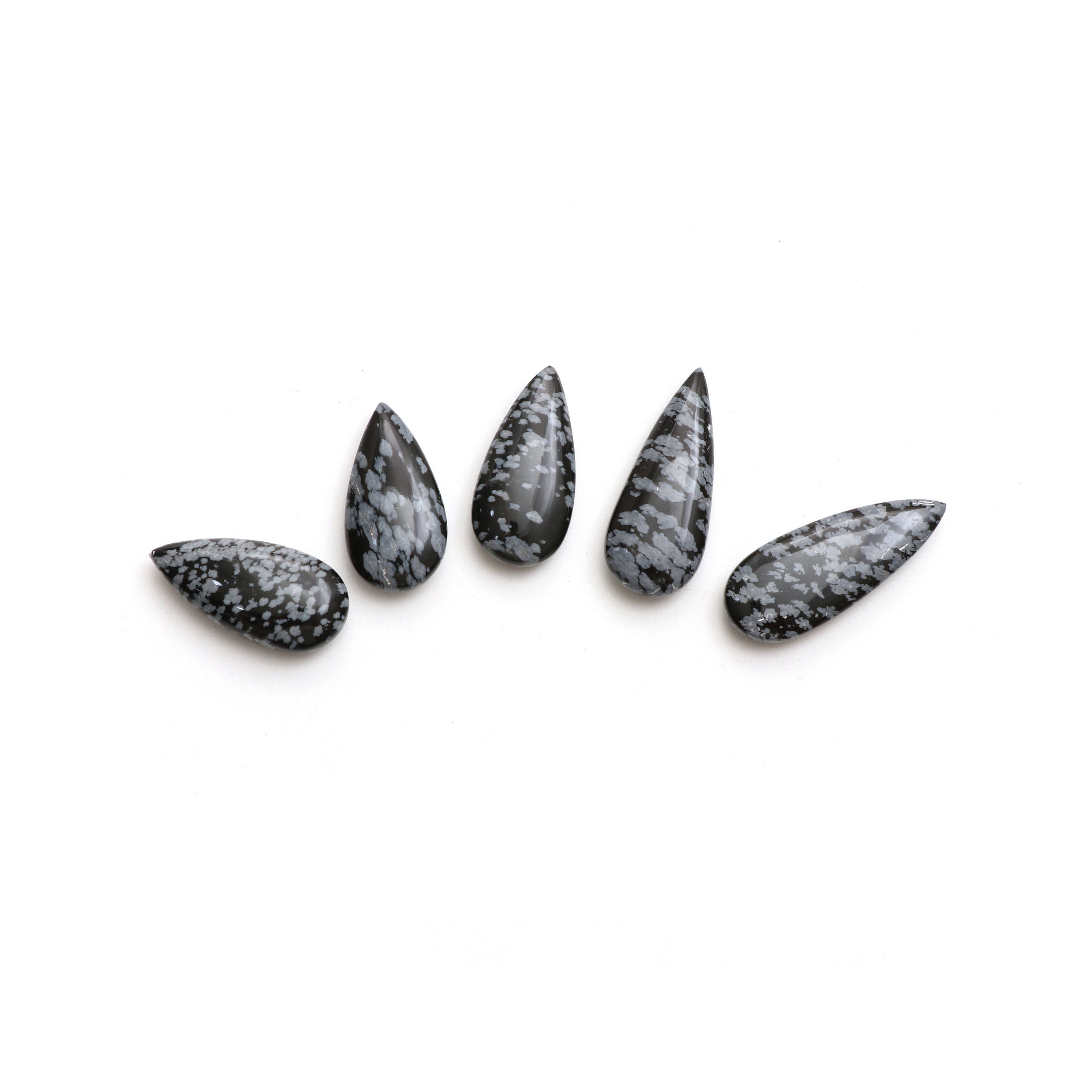 Clearance-natural Snowflake Obsidian Smooth Pear Loose Gemstone, 9x28 Mm To 9x33 Mm, Jewelry Handmade Gift For Women, Set Of 5 Pieces Clearance-natural Snowflake Obsidian Smooth Pear Loose Gemstone, 9x28 Mm To 9x33 Mm, Jewelry Handmade Gift For Women, Set Of 5 Pieces