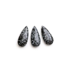 Clearance-natural Snowflake Obsidian Smooth Pear Loose Gemstone, 14x30 Mm To 14x31 Mm, Jewelry Handmade Gift For Women, Set Of 3 Pieces Clearance-natural Snowflake Obsidian Smooth Pear Loose Gemstone, 14x30 Mm To 14x31 Mm, Jewelry Handmade Gift For Women, Set Of 3 Pieces