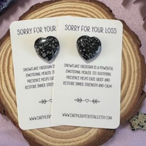 Snowflake Obsidian Crystal Heart Grief & Loss Support Gift