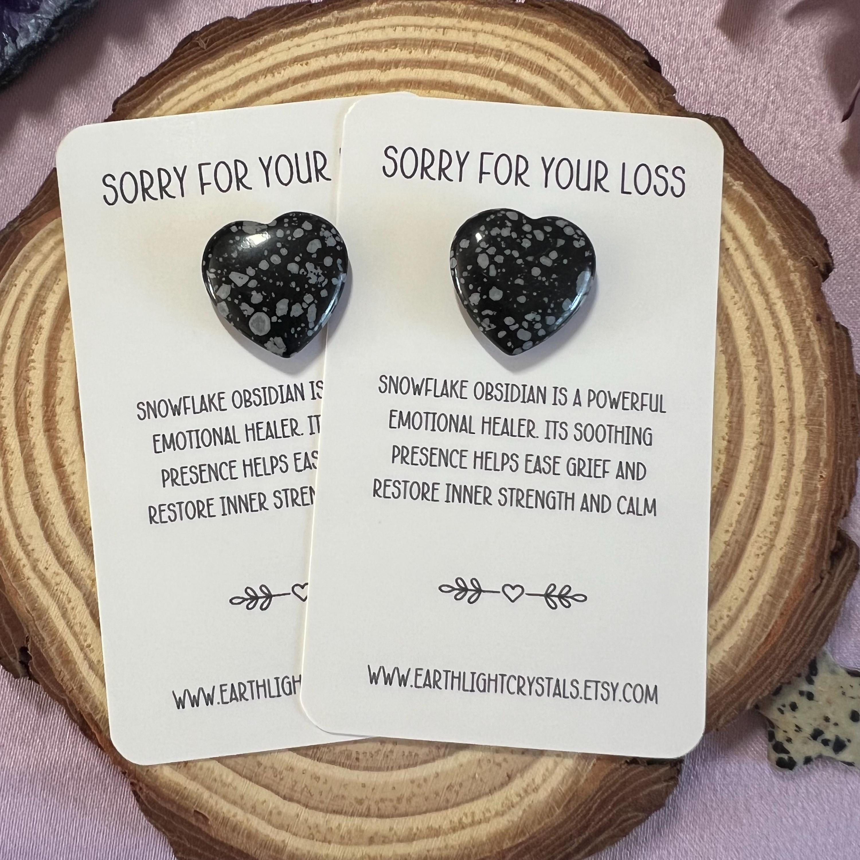 Snowflake Obsidian Crystal Heart Grief & Loss Keepsake Card Snowflake Obsidian Crystal Heart Grief & Loss Keepsake Card