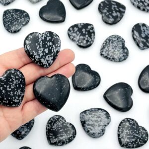 Snowflake Obsidian Crystal Hearts - Heart shaped stone