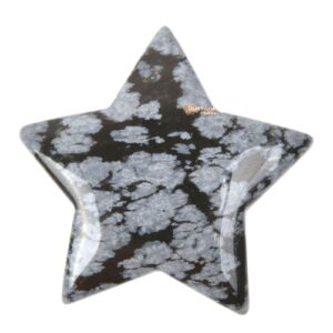 g6174.39 30mm Carved Snowflake Obsidian Gemstone Crystal Healing Star Stone