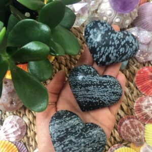 Snowflake Obsidian Heart Stone, Healing Crystals