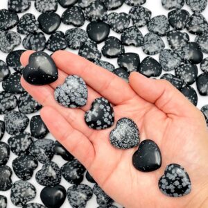 Snowflake Obsidian Hearts - Heart shaped stone - (10BrownShelf-28)