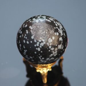 Mini 50MM Snowflake Obsidian Sphere: Healing Chakra Crystal Stone
