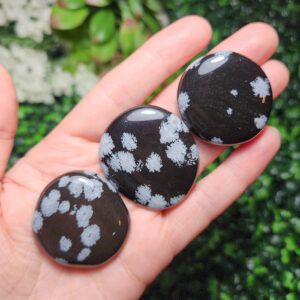 Snowflake Obsidian Palm Stone - Obsidian Crystal - Snowflake Obsidian - Obsidian Palm Stone - Obsidian Stone - Polished Obsidian - Obsidian