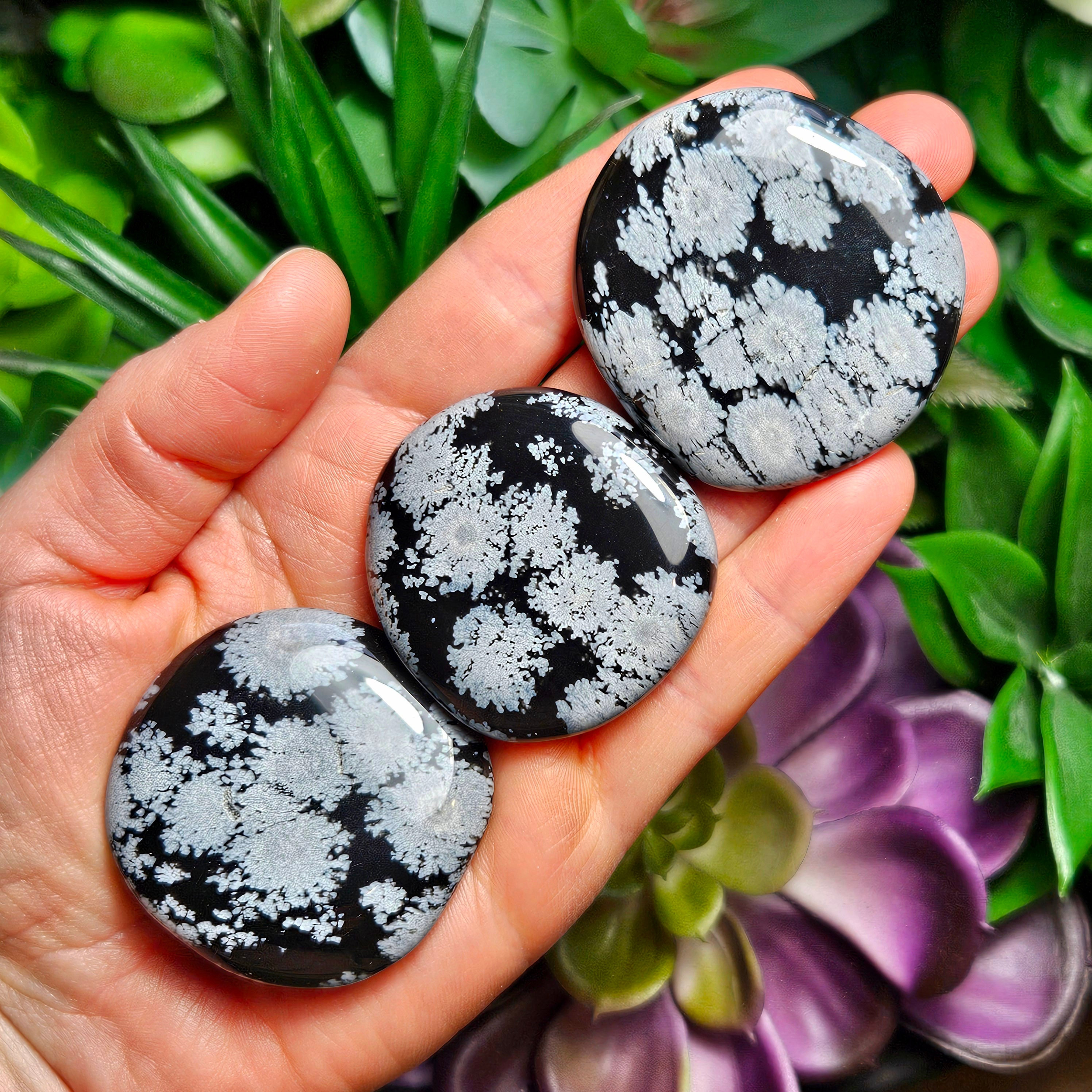 Snowflake Obsidian Palm Stone - Obsidian Crystal - Snowflake Obsidian - Obsidian Palm Stone - Obsidian Stone - Polished Obsidian - Obsidian