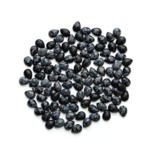 Snowflake Obsidian Smooth Pear Loose Gemstone, 9x11.5 Mm To 9x12 Mm, Snowflake Obsidian Jewelry Making Gemstone, Set Of 109 Pieces Snowflake Obsidian Smooth Pear Loose Gemstone, 9x11.5 Mm To 9x12 Mm, Snowflake Obsidian Jewelry Making Gemstone, Set Of 109 Pieces
