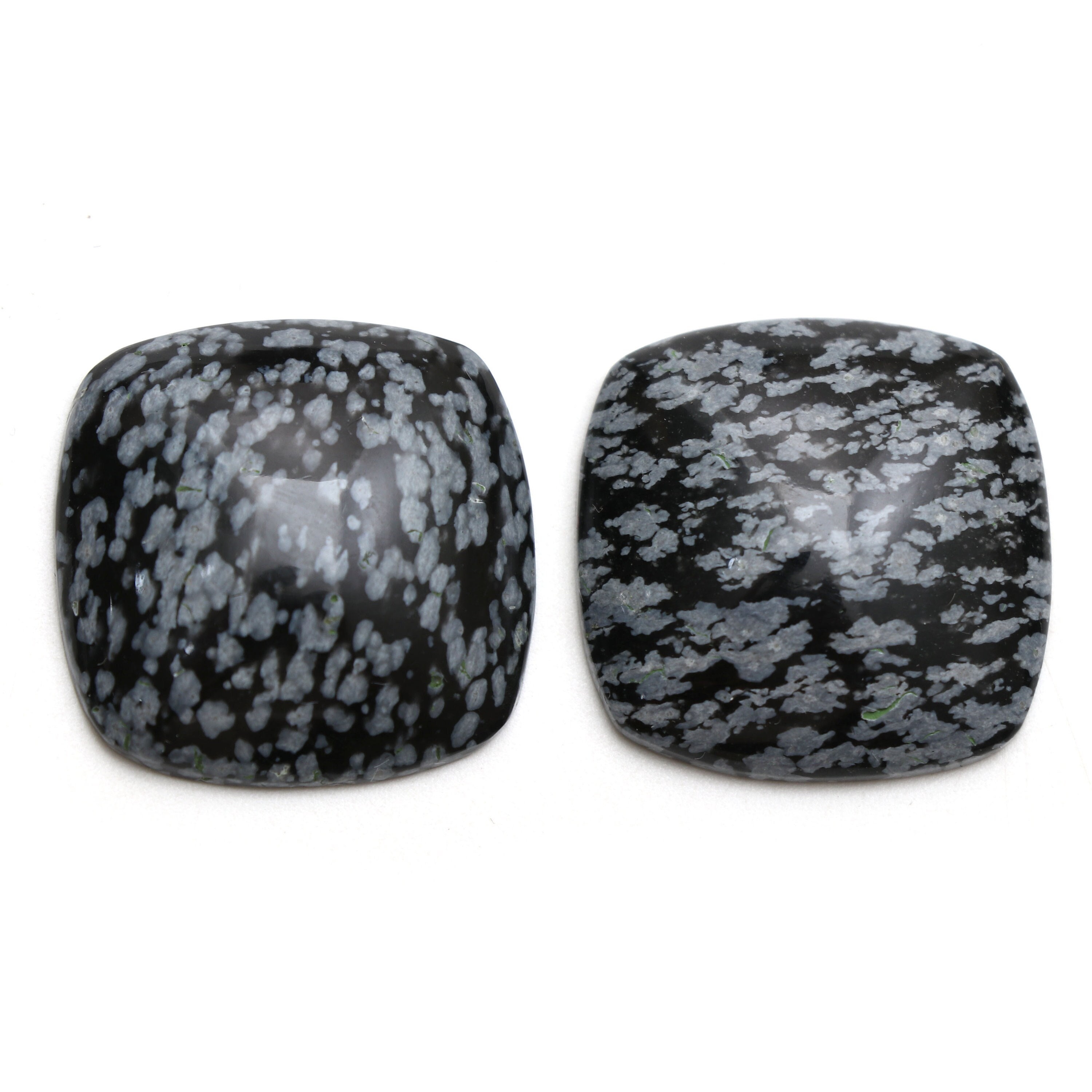 Snowflake Obsidian Smooth Square Loose Gemstone, 27x27 Mm, Snowflake Obsidian Square Cabs, Obsidian Jewelry Gemstone. Pair ( 2 Pieces )
