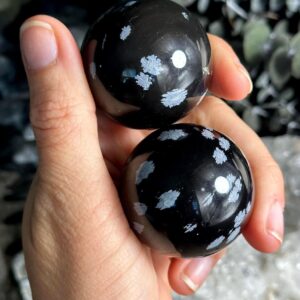 Snowflake Obsidian Sphere, 40mm, Orb, Black Obsidian