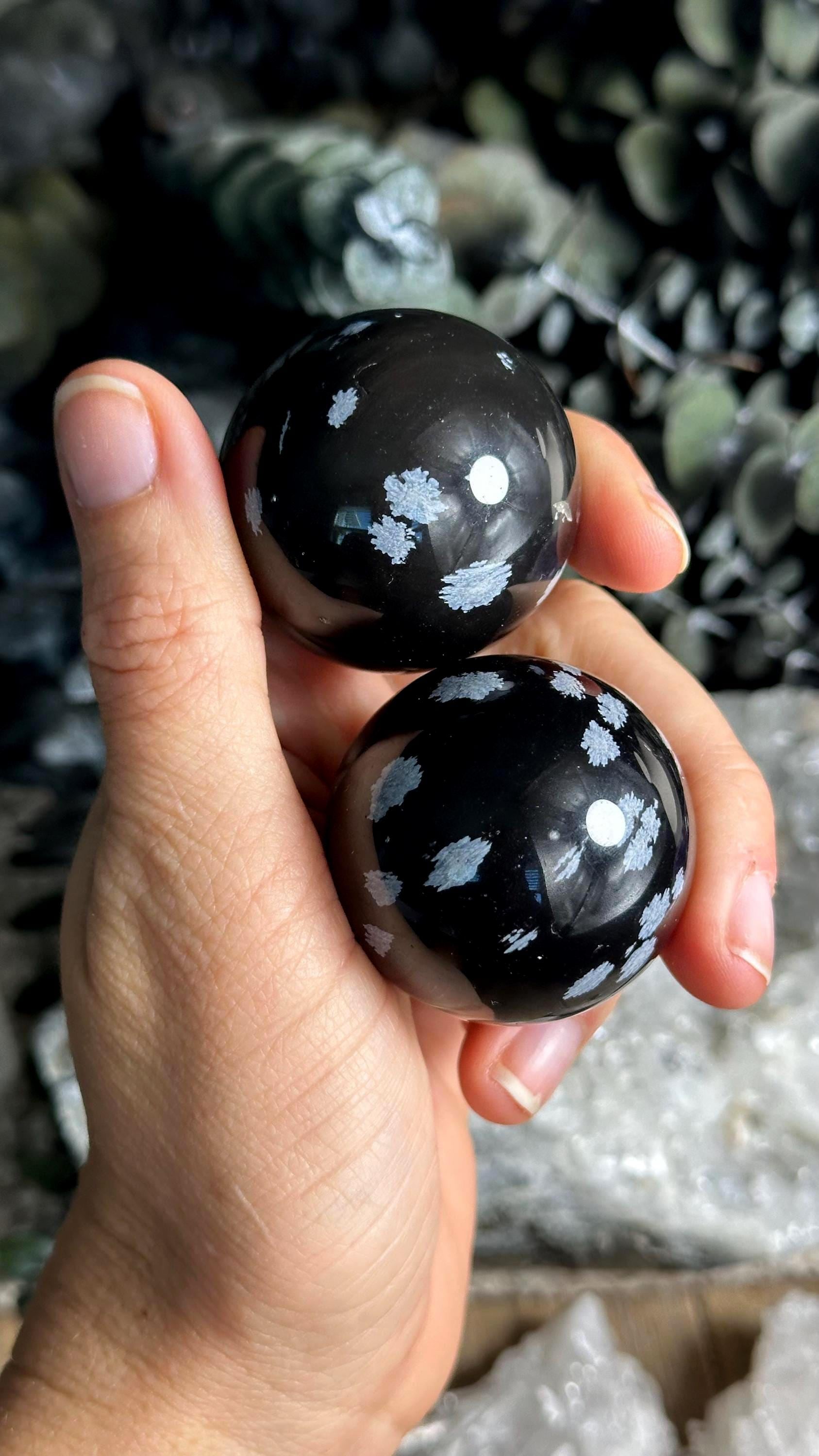 Snowflake Obsidian Sphere, 40mm, Orb, Black Obsidian