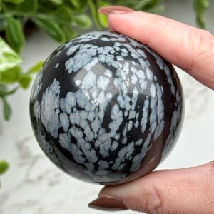 Snowflake Obsidian Sphere , 59mm , - #5 (polished Black Crystal Ball, Root Chakra, Healing Stone) Snowflake Obsidian Sphere , 59mm , - #5 (polished Black Crystal Ball, Root Chakra, Healing Stone)