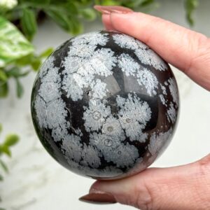 Snowflake Obsidian Sphere | 60mm | - #4 (polished Black Crystal Ball, Root Chakra, Healing Stone) Snowflake Obsidian Sphere | 60mm | - #4 (polished Black Crystal Ball, Root Chakra, Healing Stone)