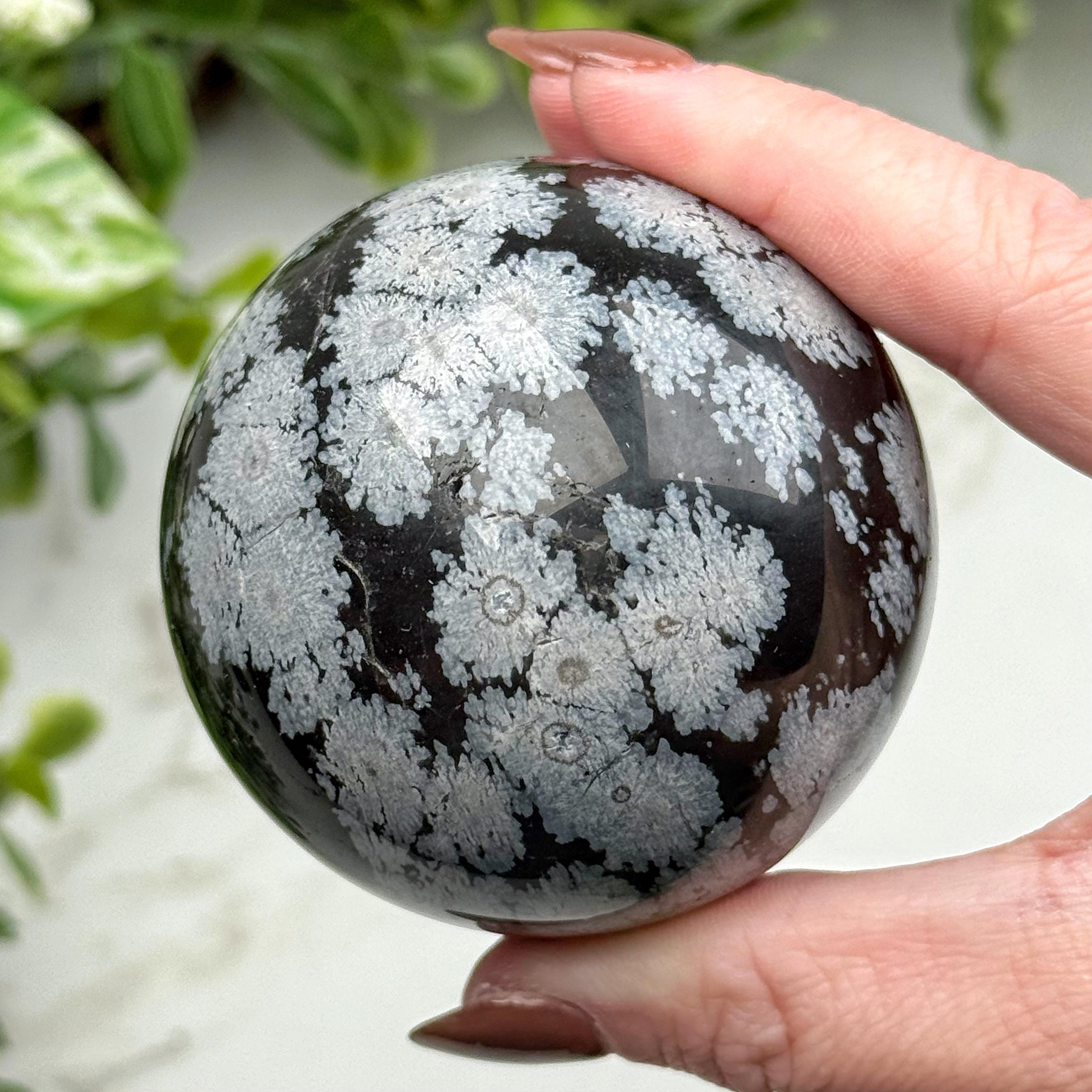 Snowflake Obsidian Sphere | 60mm | - #4 (polished Black Crystal Ball, Root Chakra, Healing Stone)