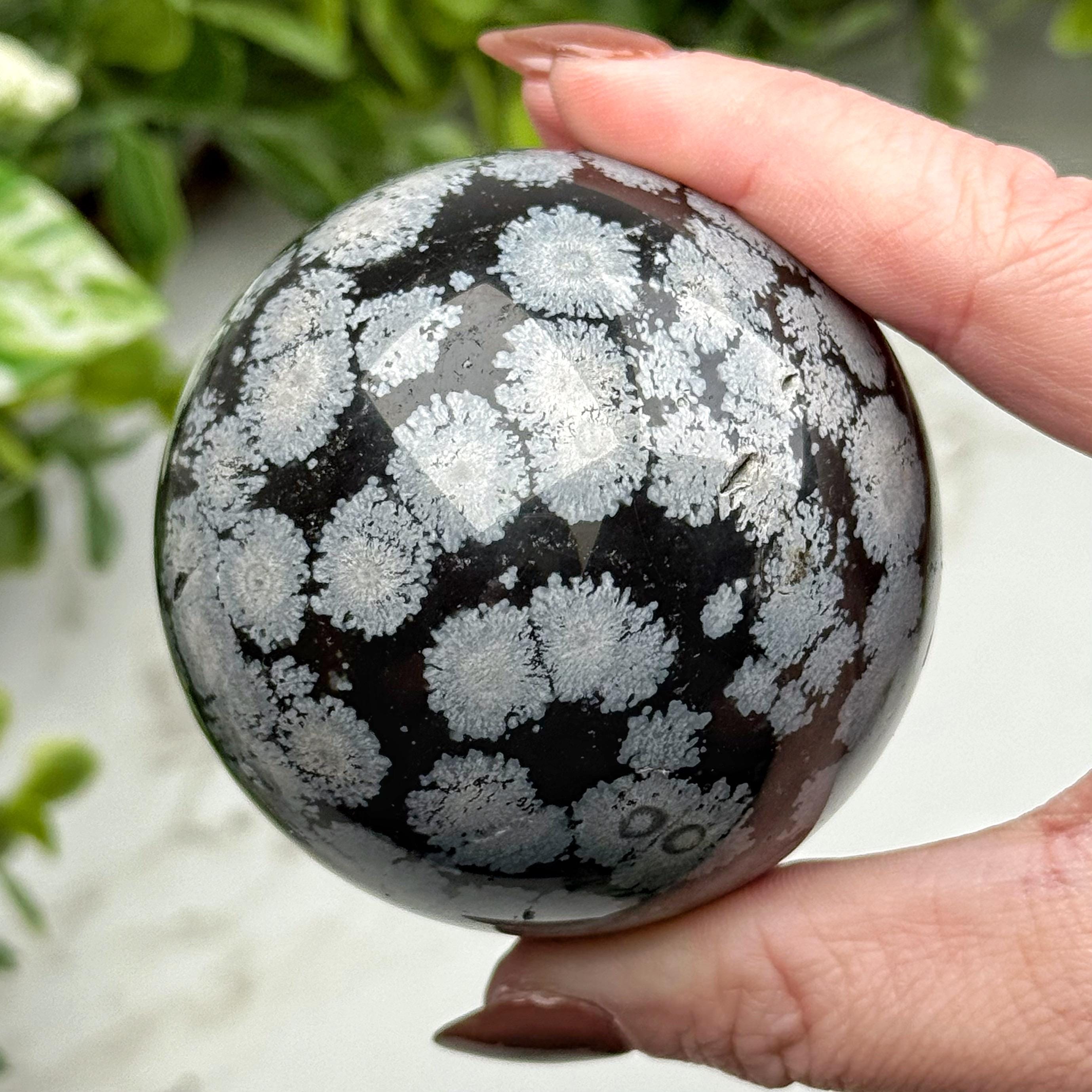 Snowflake Obsidian Sphere | 62mm | - #3 (polished Black Crystal Ball, Root Chakra, Healing Stone)