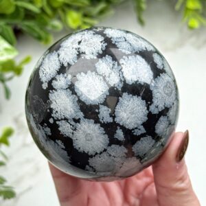Snowflake Obsidian Sphere | 71mm | - #1 (polished Black Crystal Ball, Root Chakra, Healing Stone) Snowflake Obsidian Sphere | 71mm | - #1 (polished Black Crystal Ball, Root Chakra, Healing Stone)