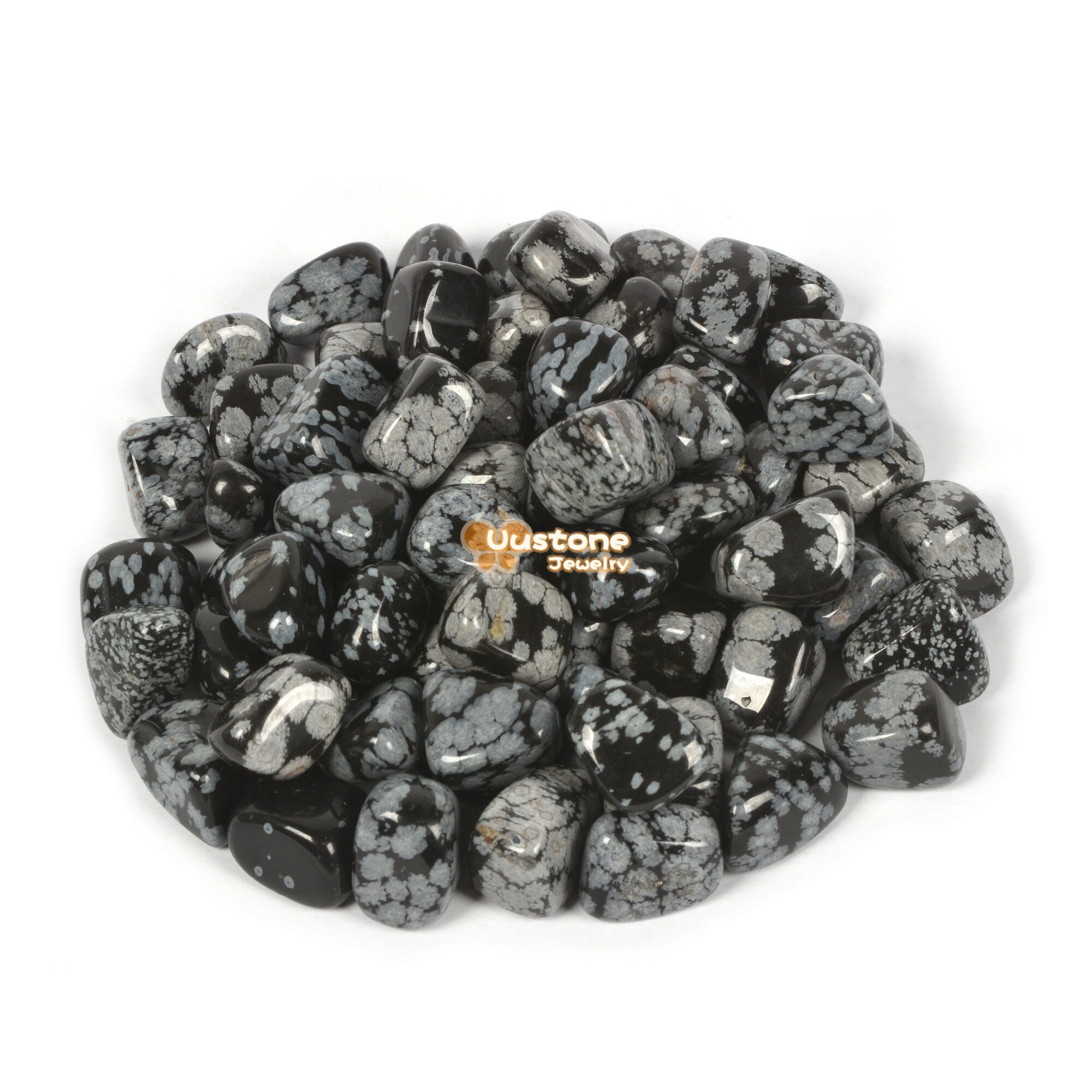 100 Grams Snowflake Obsidian Tumbled Polished Natural Crystal Healing Pocket Stones Rock Collection