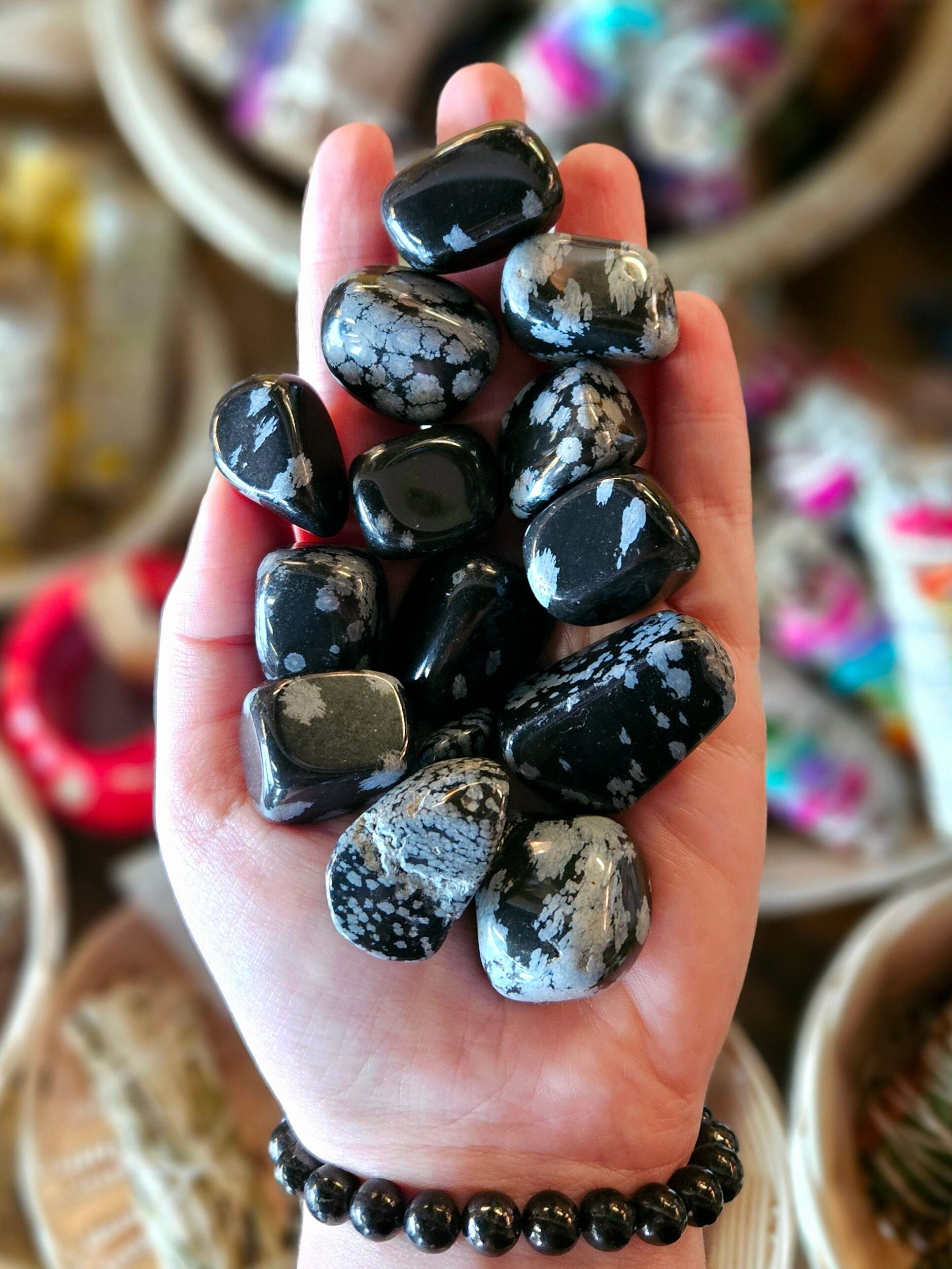 Snowflake Obsidian, One, Tumbled Stone, Rock Hound, Crystals, Healing Stones, Feng Shui