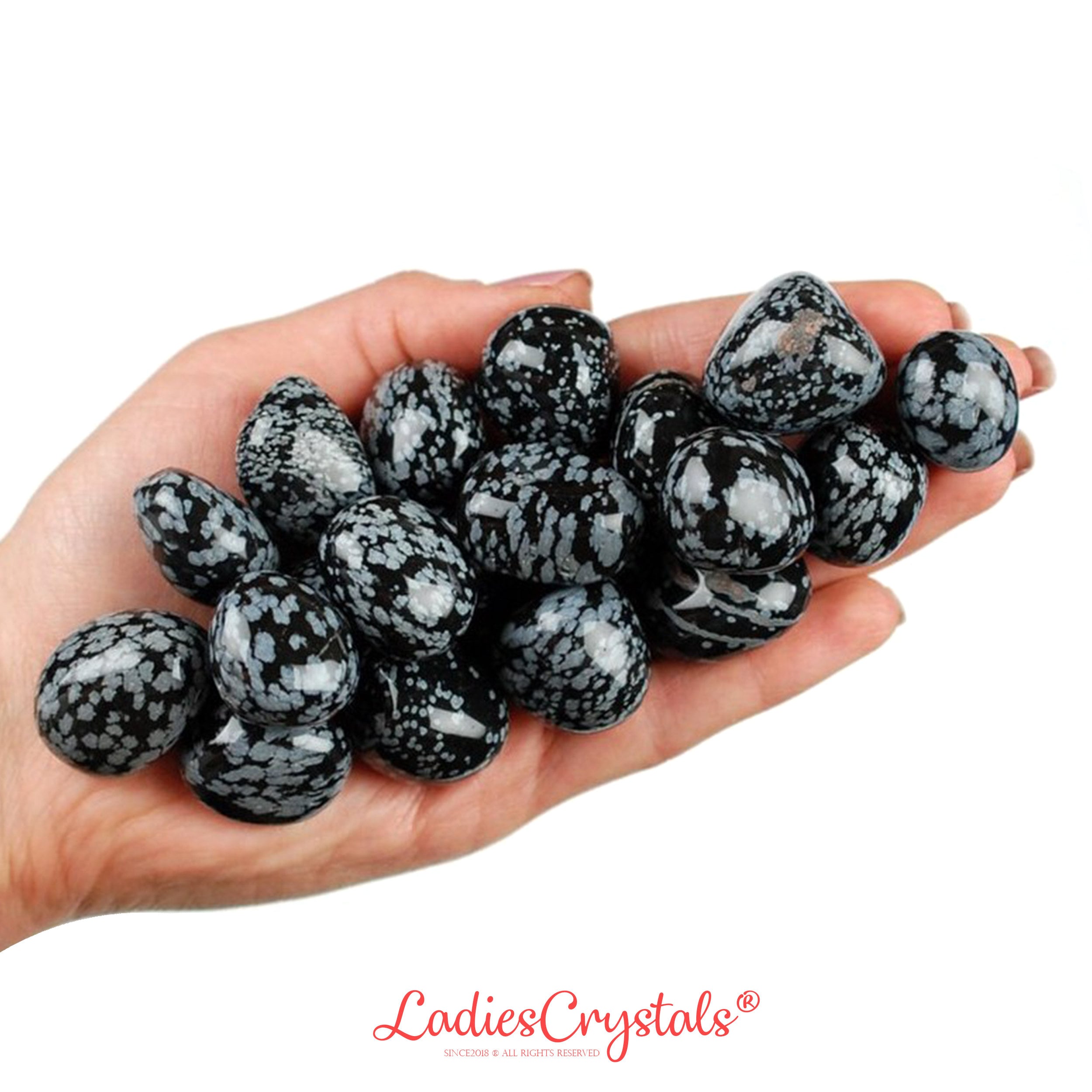 Snowflake Obsidian Tumbled Stone, Natural Protection Crystal For Balance And Inner Peace
