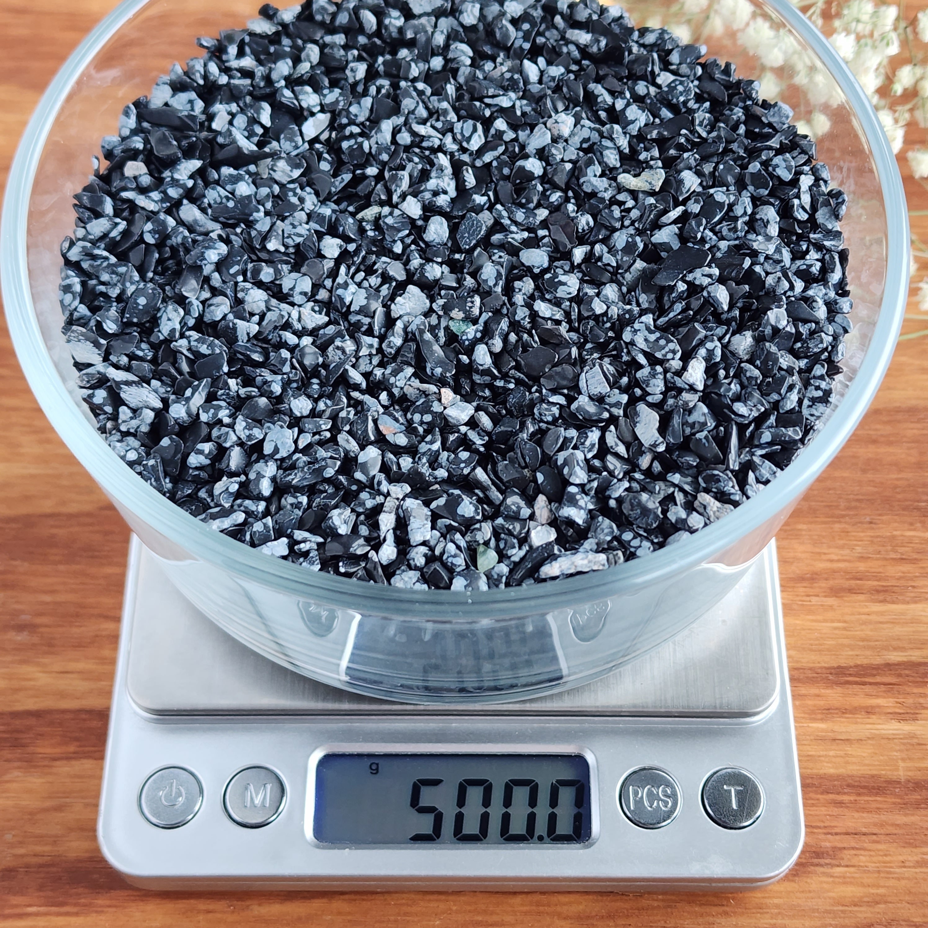 Tiny Tumbled Snowflake Obsidian Chips, Bulk Lots Of Small Undrilled Crystal Sand For Jewelry, Decor, Or Crystal Grids