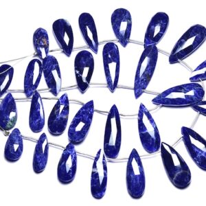 8 Inches,super Quality Natural Blue Sodalite Faceted Pear Briolettes,size Is 8x16-8x27mm #237 8 Inches,super Quality Natural Blue Sodalite Faceted Pear Briolettes,size Is 8x16-8x27mm #237