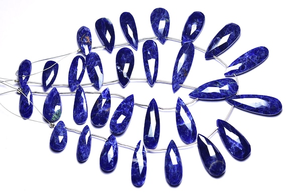 8 Inches,super Quality Natural Blue Sodalite Faceted Pear Briolettes,size Is 8x16-8x27mm #237