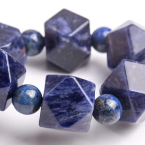 10MM Sodalite Beads Deep Blue Bracelet Grade AAA Genuine Natural Octagon Cube Gemstone 7" (121716h-1502)