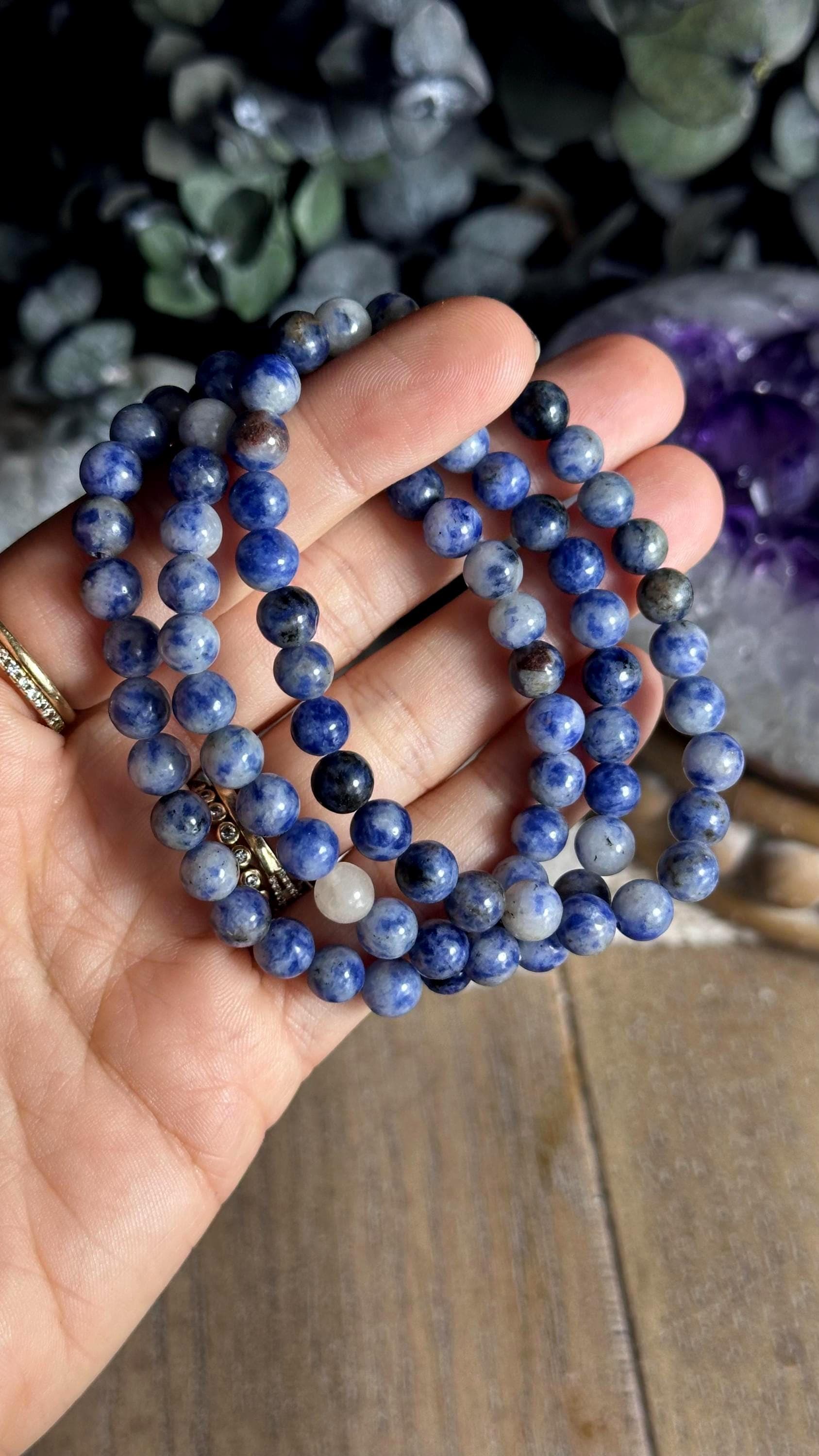 6mm Sodalite Bracelet: Crystal Gemstone Stretch Bracelet