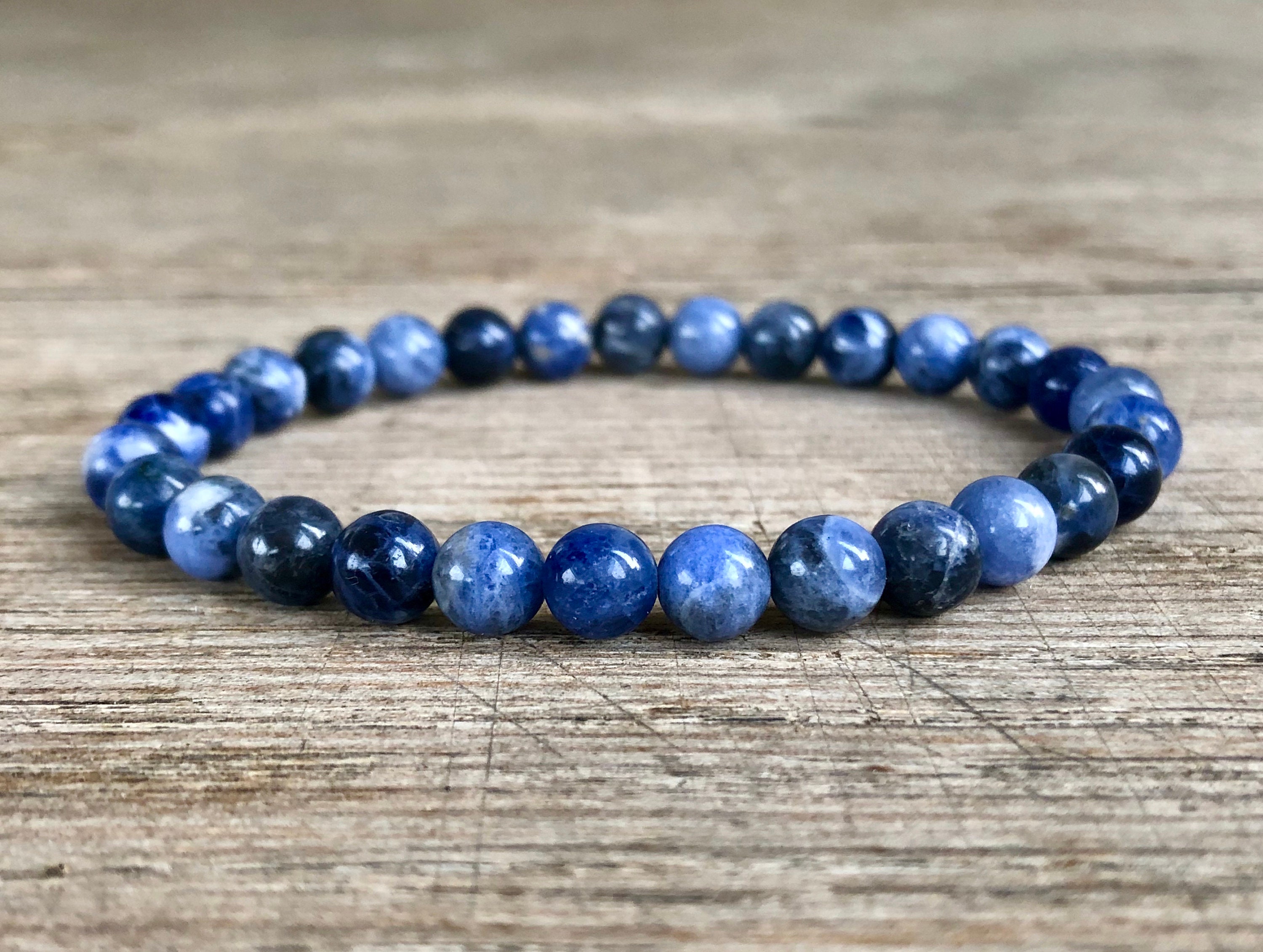 6mm Sodalite Bracelet, Small Bead Stacking Bracelet, Wrist Mala For Deepening Meditation Practice, Spiritual Awareness, Belief In Yourself