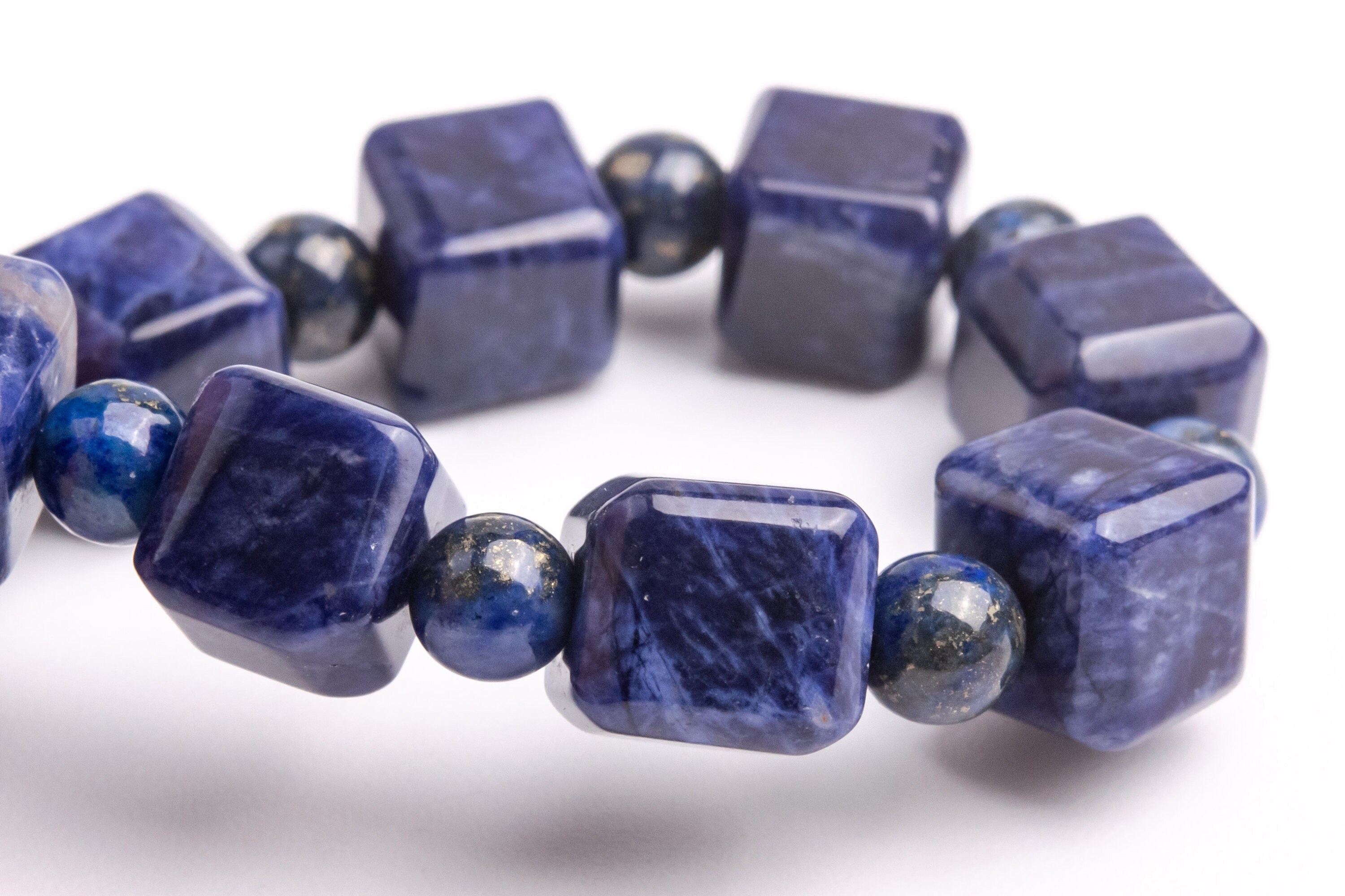 7-8mm Sodalite Beads Deep Blue Bracelet Grade Aaa Genuine Natural Beveled Edge Faceted Cube Gemstone 7" Bulk Lot Options (121703h-1489)