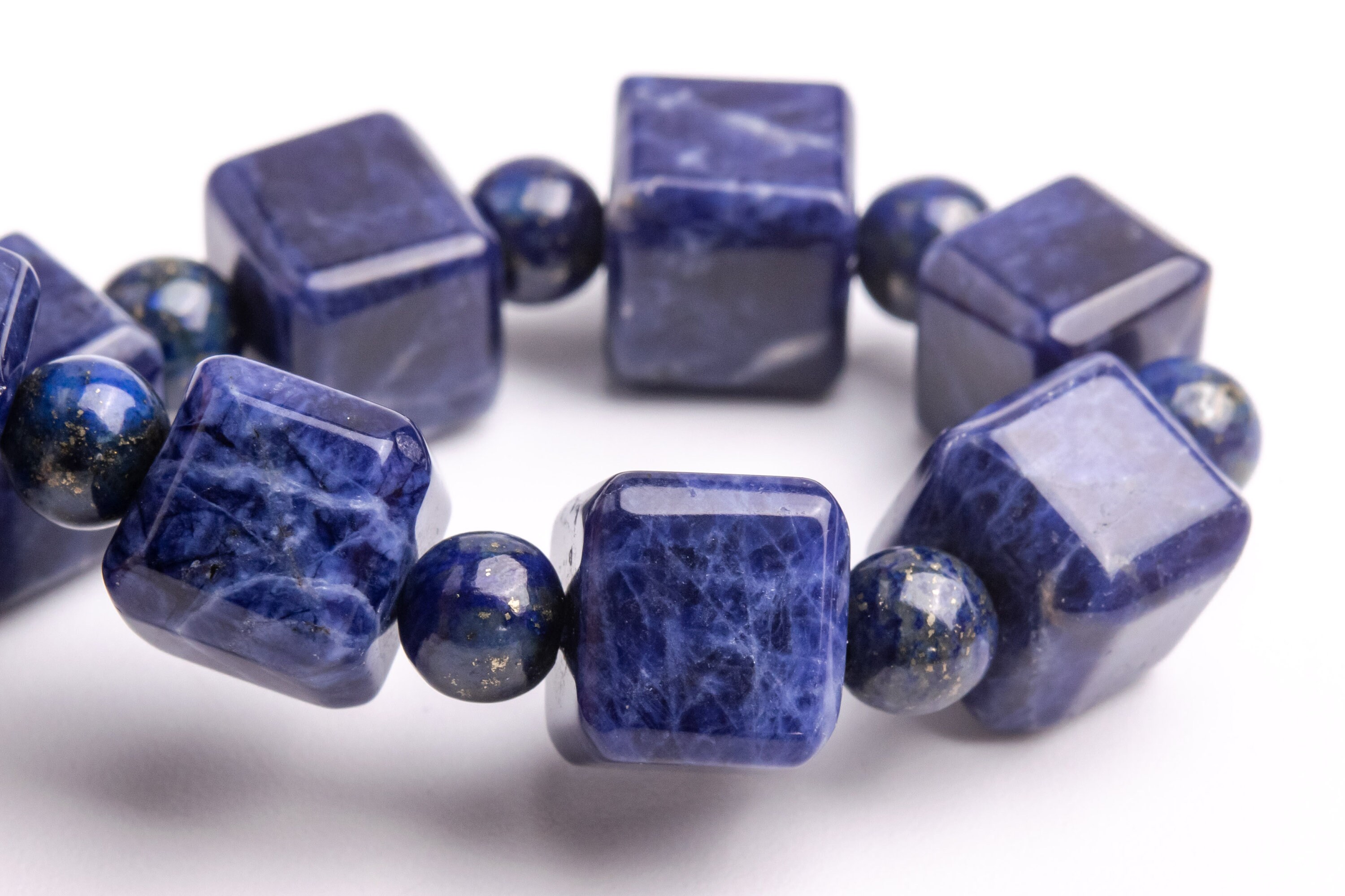 8-9mm Sodalite Beads Deep Blue Bracelet Grade Aaa Genuine Natural Beveled Edge Faceted Cube Gemstone 7" (121710h-1490)