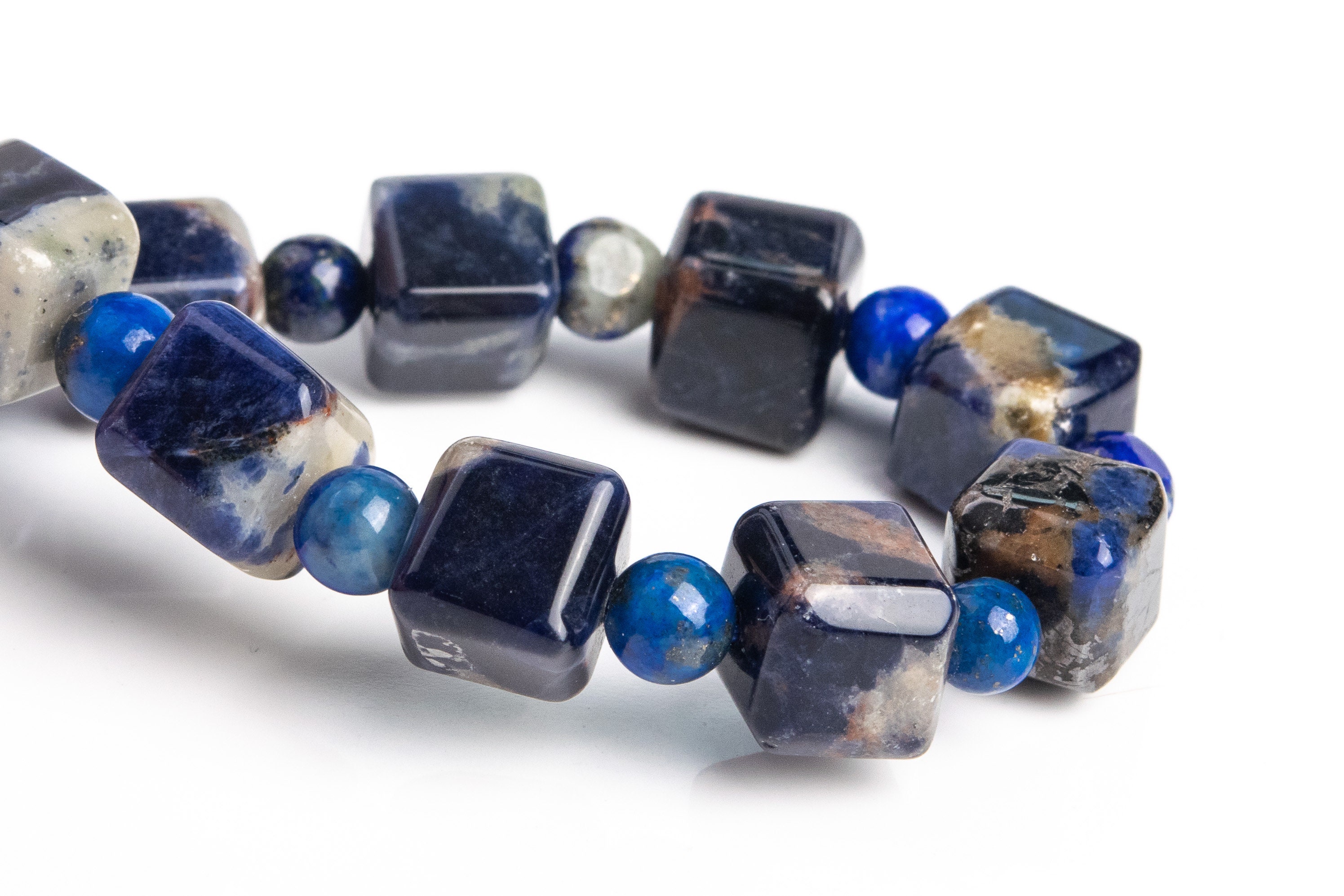 8-9mm Sodalite Beads Blue Bracelet Grade Aa Genuine Natural Beveled Edge Faceted Cube Gemstone 7" (119360h-2617)