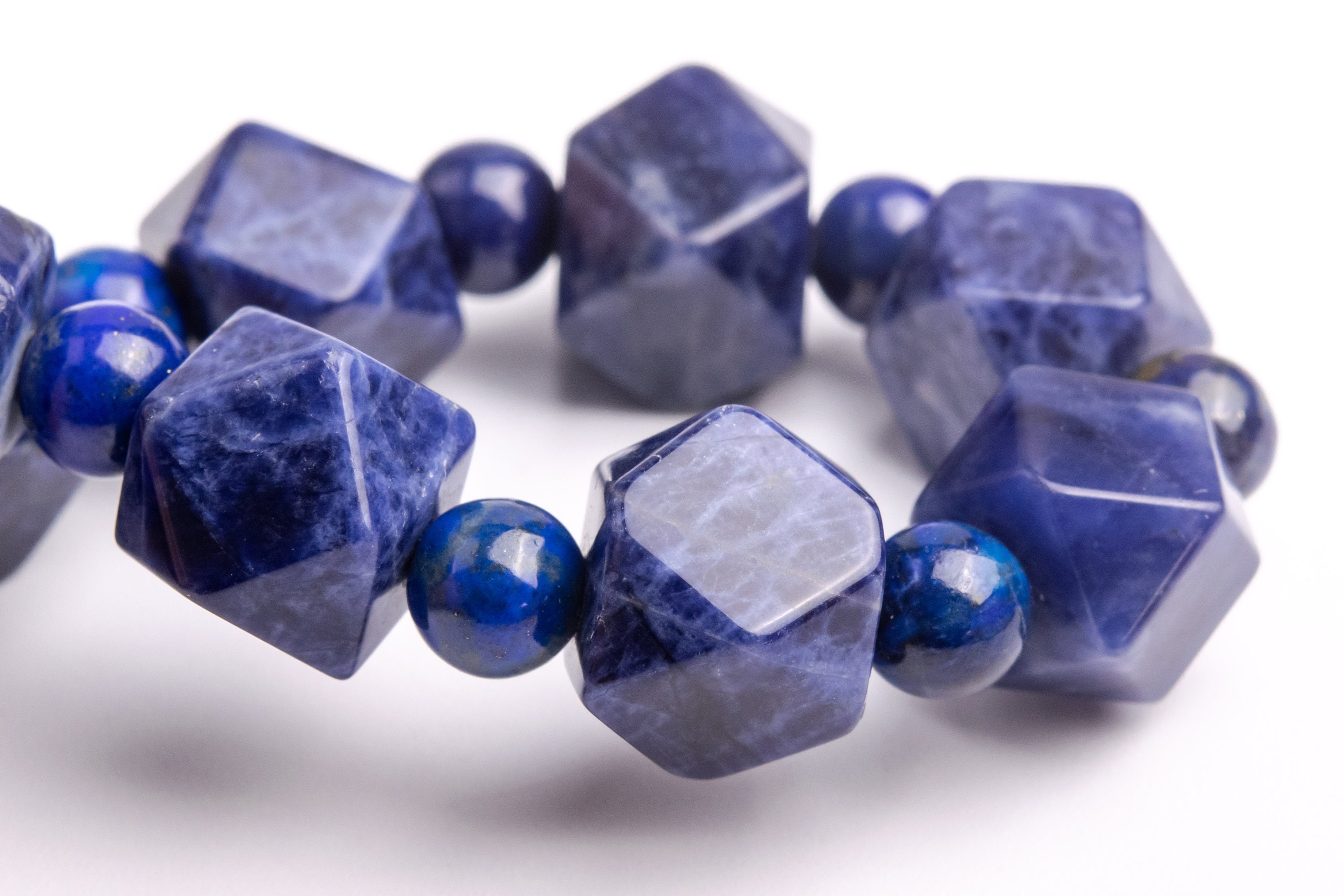 9-10mm Sodalite Beads Deep Blue Bracelet Grade Aaa Genuine Natural Octagon Cube Gemstone 7" (121714h-1490)