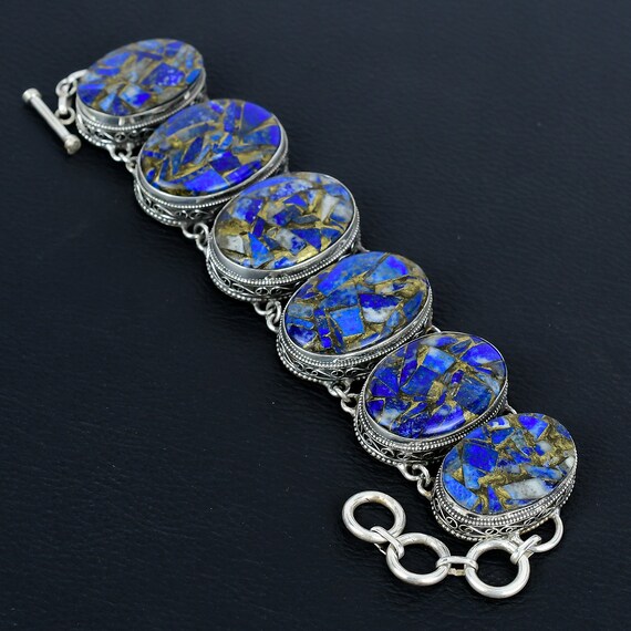 Copper Sodalite 925 Sterling Silver Bracelet: Handmade Gemstone Jewelry
