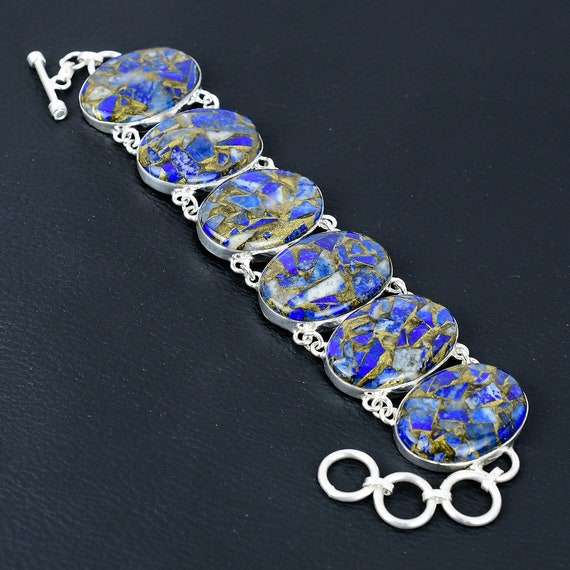 Copper Sodalite Sterling Silver Bracelet: Handmade Gemstone Jewelry