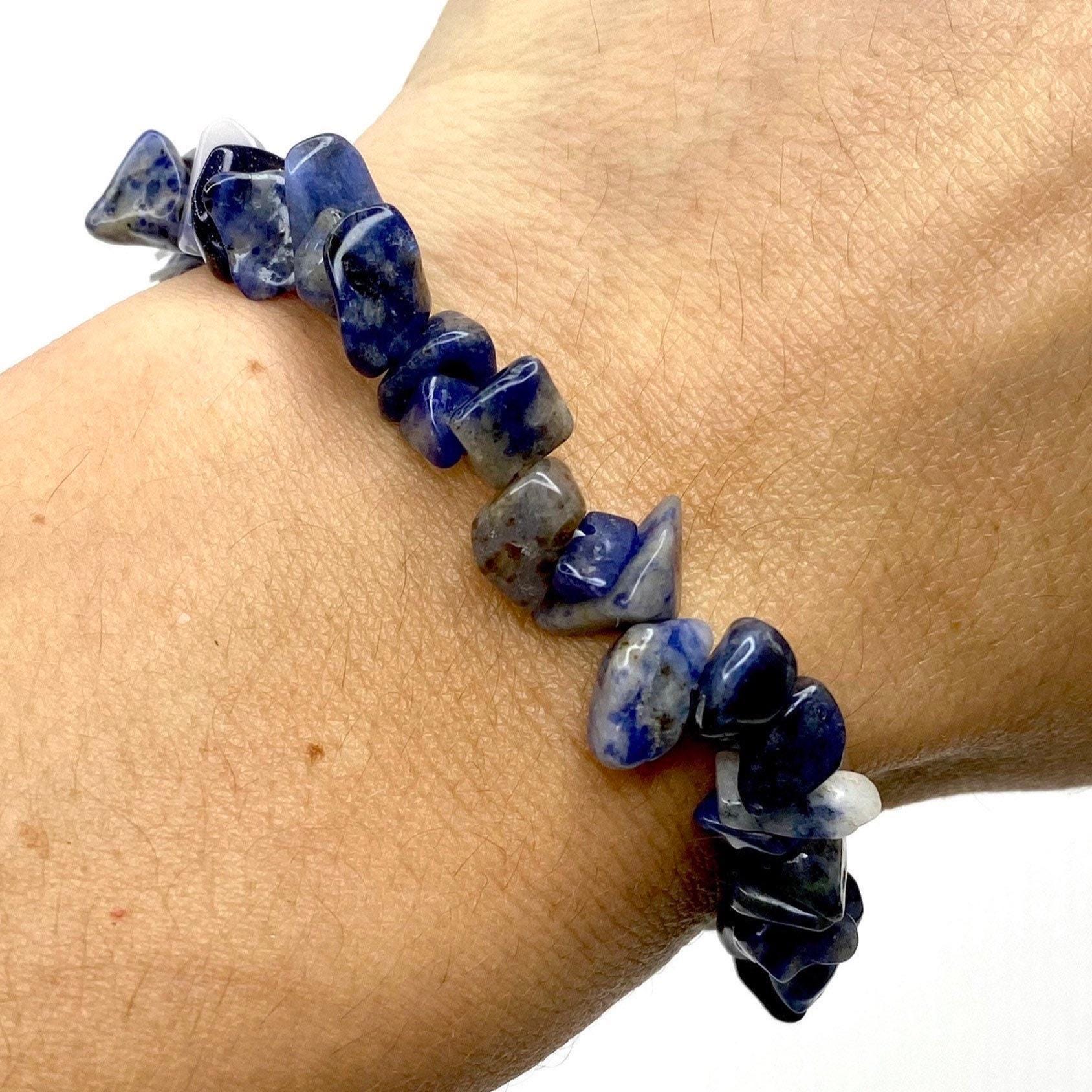 Sodalite Crystal Chips Bracelet: Handmade Gemstone Beaded Bracelet Sodalite Crystal Chips Bracelet: Handmade Gemstone Beaded Bracelet