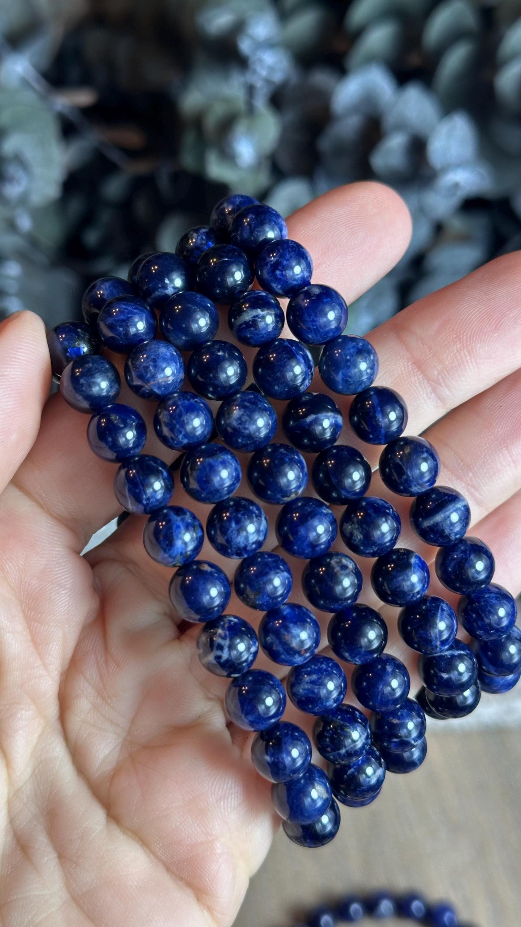 Dark Blue High Quality Sodalite Bracelet: Crystal Gemstone Stretch Bracelet