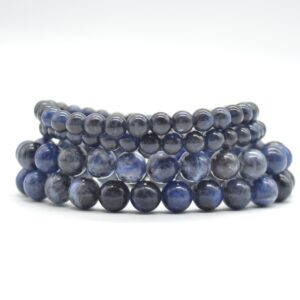 Sodalite Gemstone Round Beads Bracelet Sample Strand - 6mm, 8mm Or 10mm Sizes - 7.5" Long