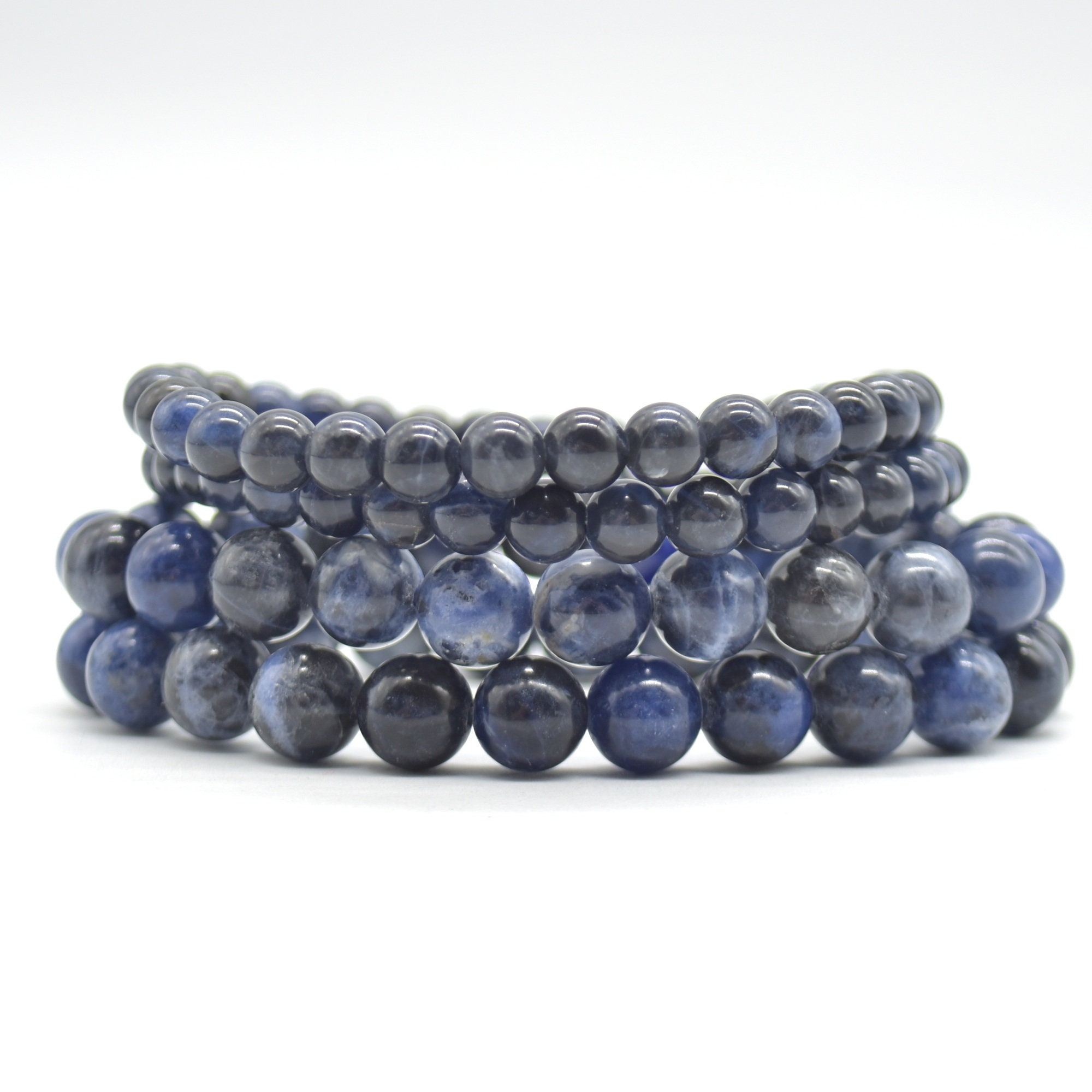 Sodalite Gemstone Round Beads Bracelet Sample Strand - 6mm, 8mm Or 10mm Sizes - 7.5" Long