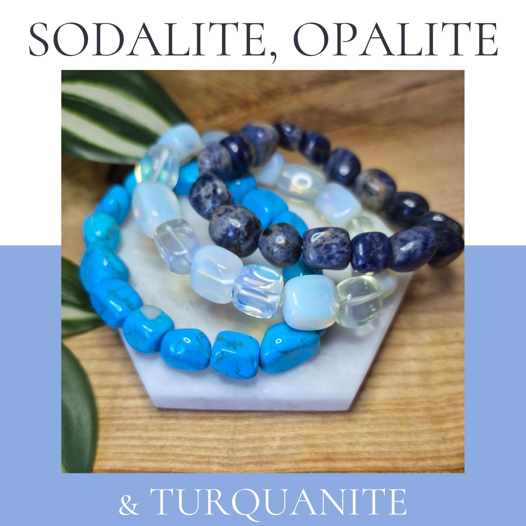 Gemstone Tumbled Bead Bracelet – Choose Opalite, Turquonite Or Sodalite | Crystal Stretch Bracelet | Healing Crystal Jewellery Gemstone Tumbled Bead Bracelet – Choose Opalite, Turquonite Or Sodalite | Crystal Stretch Bracelet | Healing Crystal Jewellery