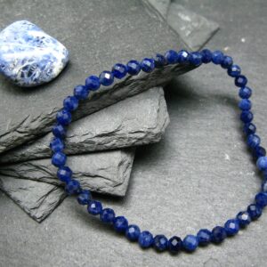 Sodalite Genuine Bracelet ~ 7 Inches ~ 4mm Facetted Beads