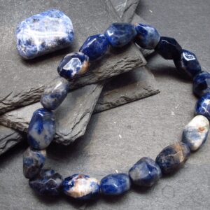 Sodalite Genuine Bracelet ~ 7 Inches ~ 12mm Facetted Beads