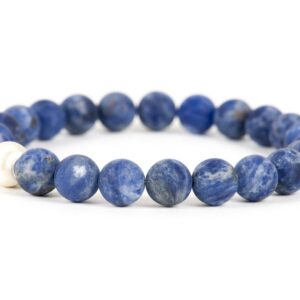 Sodalite Bracelet, Genuine Handmade Gemstone Jewelry, Matte Sodalite Stretch Bracelet, Handmade Gemstone Jewelry, Mothers Day