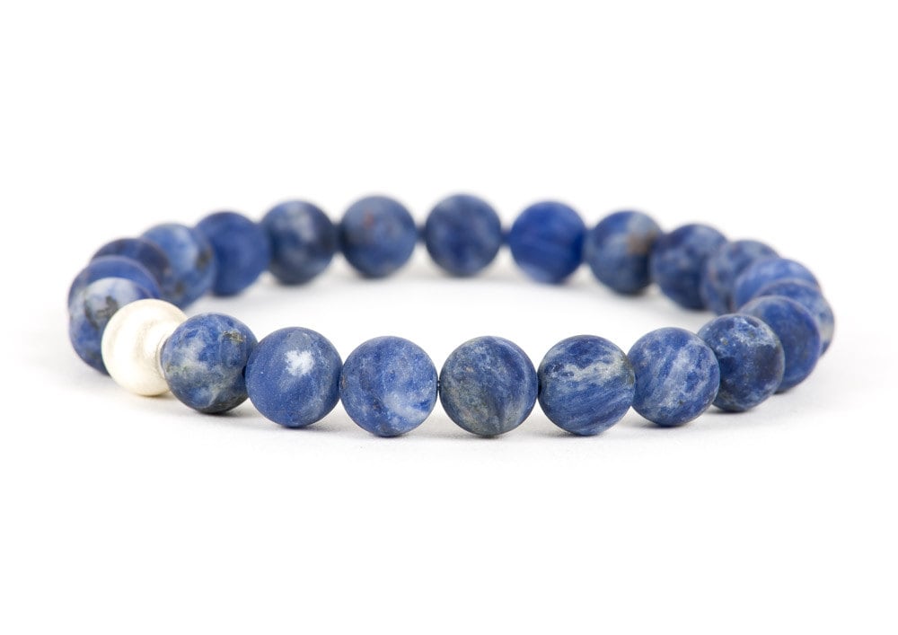 Sodalite Bracelet, Genuine Handmade Gemstone Jewelry, Matte Sodalite Stretch Bracelet, Handmade Gemstone Jewelry, Mothers Day