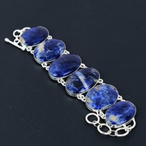 Handmade Sodalite 925 Sterling Silver Bracelet - Adjustable Chain