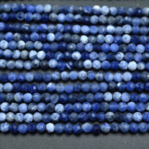 Natural Sodalite Faceted Round Beads,2mm/3mm/4mm Loose Faceted Beads,for Jewelry Diy Making Beads,bracelet Making Beads.wholesale Beads.