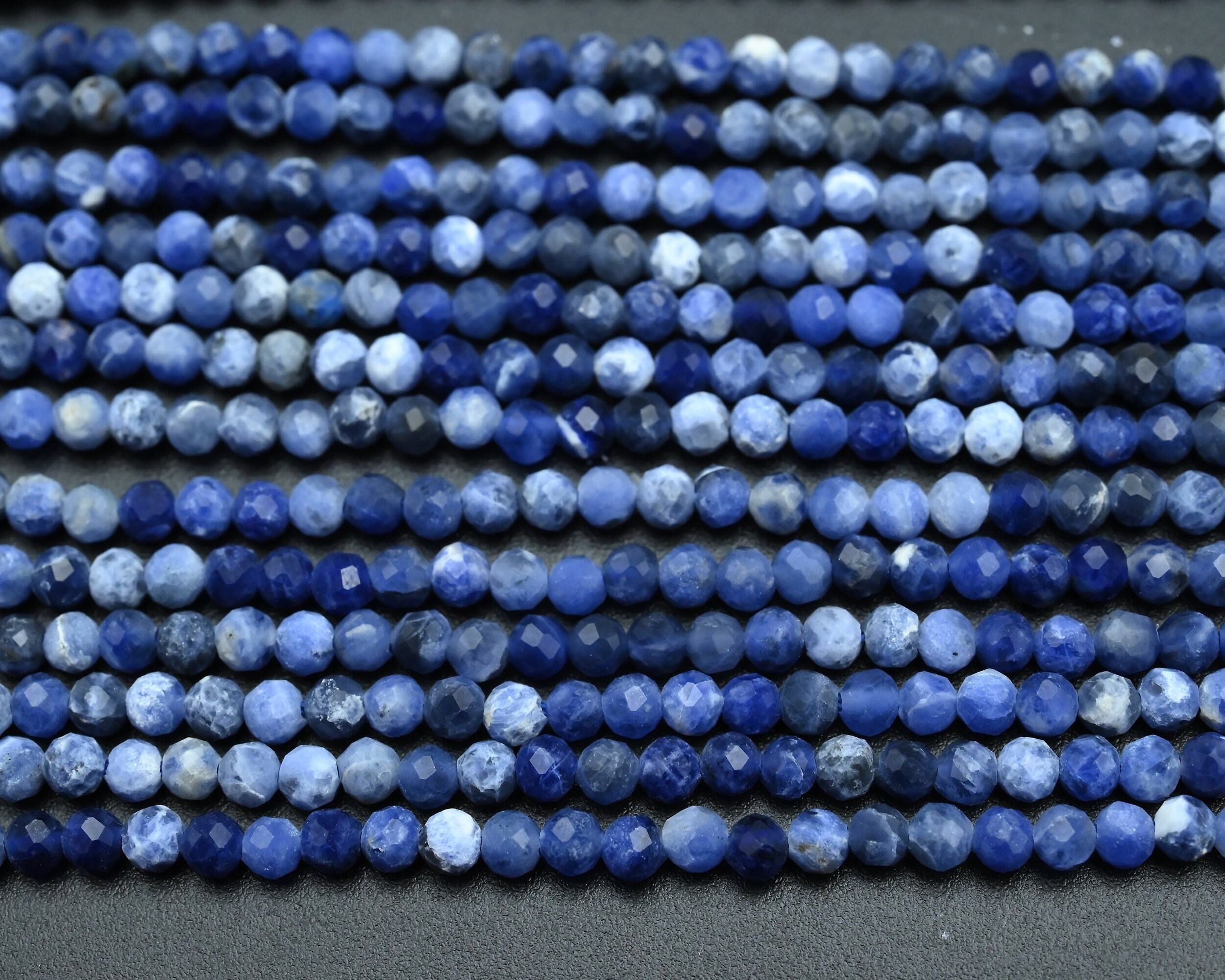 Natural Sodalite Faceted Round Beads,2mm/3mm/4mm Loose Faceted Beads,for Jewelry Diy Making Beads,bracelet Making Beads.wholesale Beads.